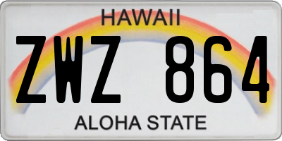 HI license plate ZWZ864