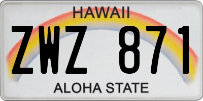 HI license plate ZWZ871