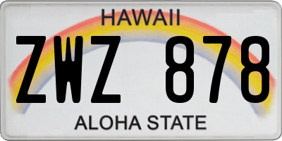 HI license plate ZWZ878