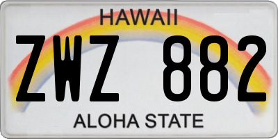 HI license plate ZWZ882