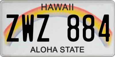 HI license plate ZWZ884