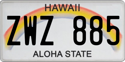 HI license plate ZWZ885