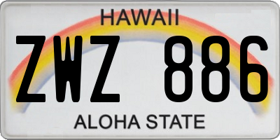 HI license plate ZWZ886
