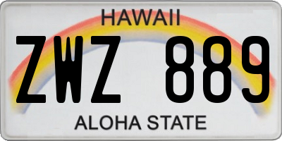 HI license plate ZWZ889