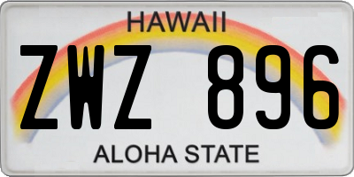 HI license plate ZWZ896