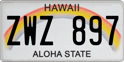 HI license plate ZWZ897