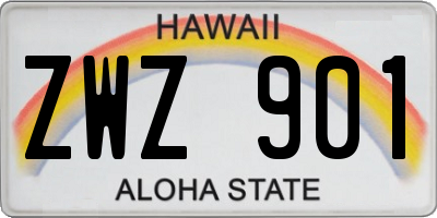 HI license plate ZWZ901