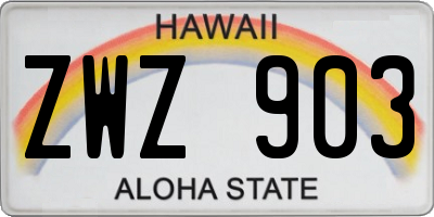 HI license plate ZWZ903