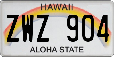 HI license plate ZWZ904