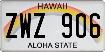 HI license plate ZWZ906