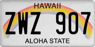 HI license plate ZWZ907