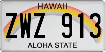 HI license plate ZWZ913