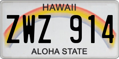 HI license plate ZWZ914