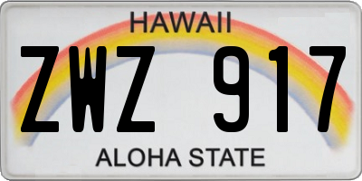 HI license plate ZWZ917