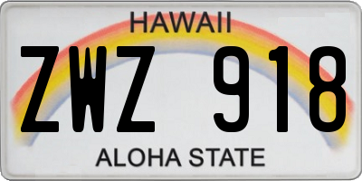 HI license plate ZWZ918