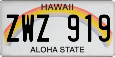 HI license plate ZWZ919