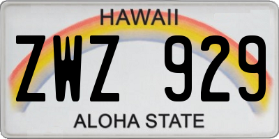HI license plate ZWZ929