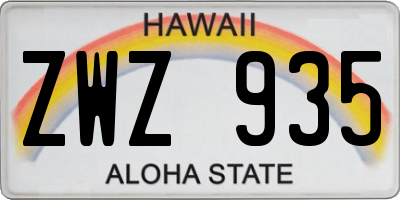 HI license plate ZWZ935