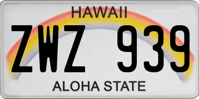 HI license plate ZWZ939