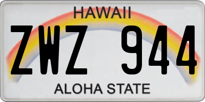 HI license plate ZWZ944