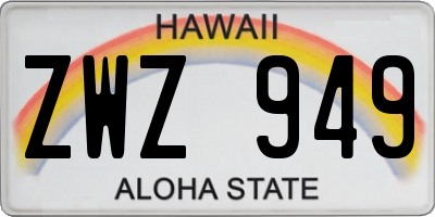 HI license plate ZWZ949