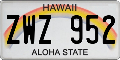 HI license plate ZWZ952