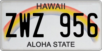 HI license plate ZWZ956