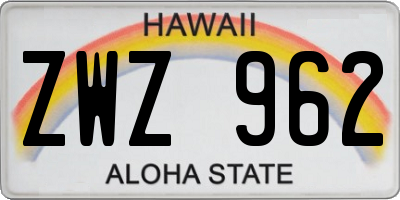 HI license plate ZWZ962