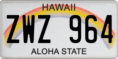 HI license plate ZWZ964