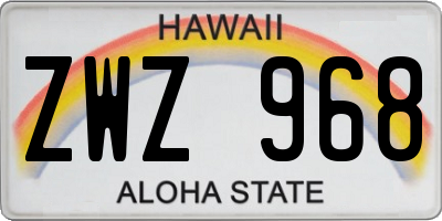 HI license plate ZWZ968