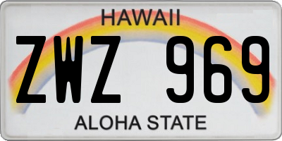 HI license plate ZWZ969