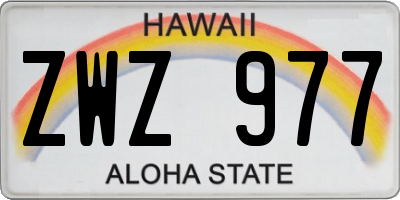 HI license plate ZWZ977