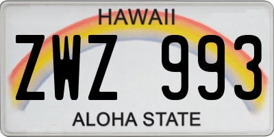 HI license plate ZWZ993