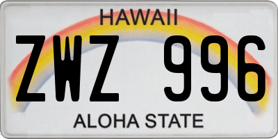 HI license plate ZWZ996
