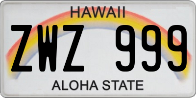 HI license plate ZWZ999