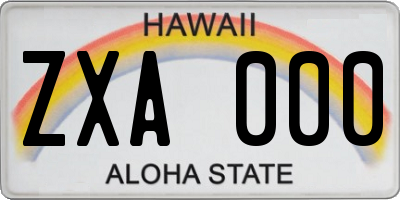 HI license plate ZXA000