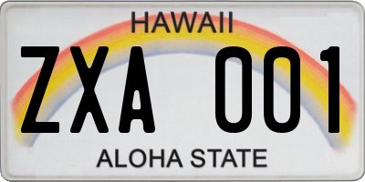 HI license plate ZXA001