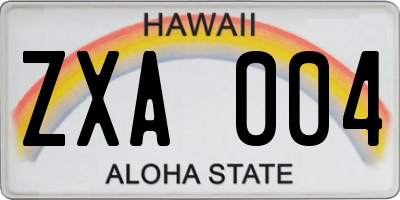 HI license plate ZXA004