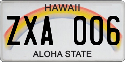 HI license plate ZXA006
