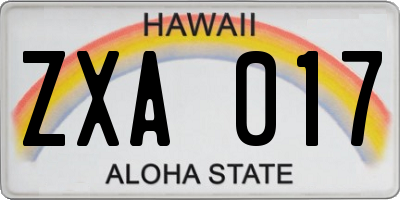 HI license plate ZXA017