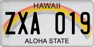 HI license plate ZXA019