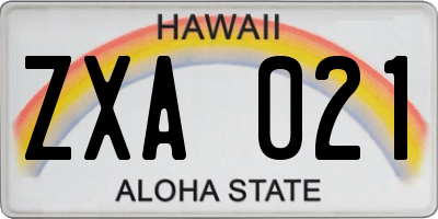 HI license plate ZXA021