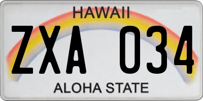 HI license plate ZXA034