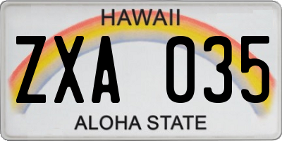 HI license plate ZXA035
