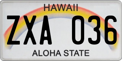 HI license plate ZXA036