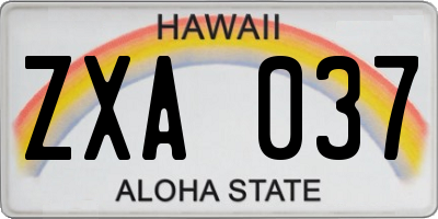 HI license plate ZXA037