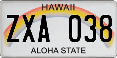 HI license plate ZXA038