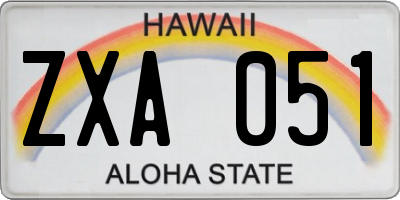 HI license plate ZXA051