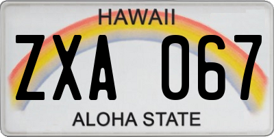 HI license plate ZXA067