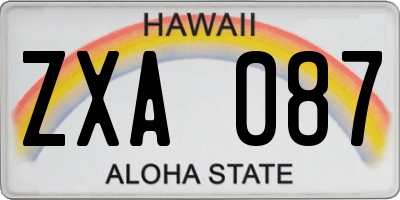 HI license plate ZXA087